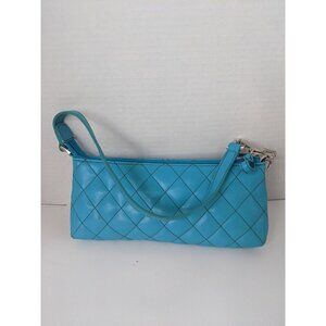 Vintage Blue Handbag Diamond Stitch Blue Vintage Purse with Strap from the 90s